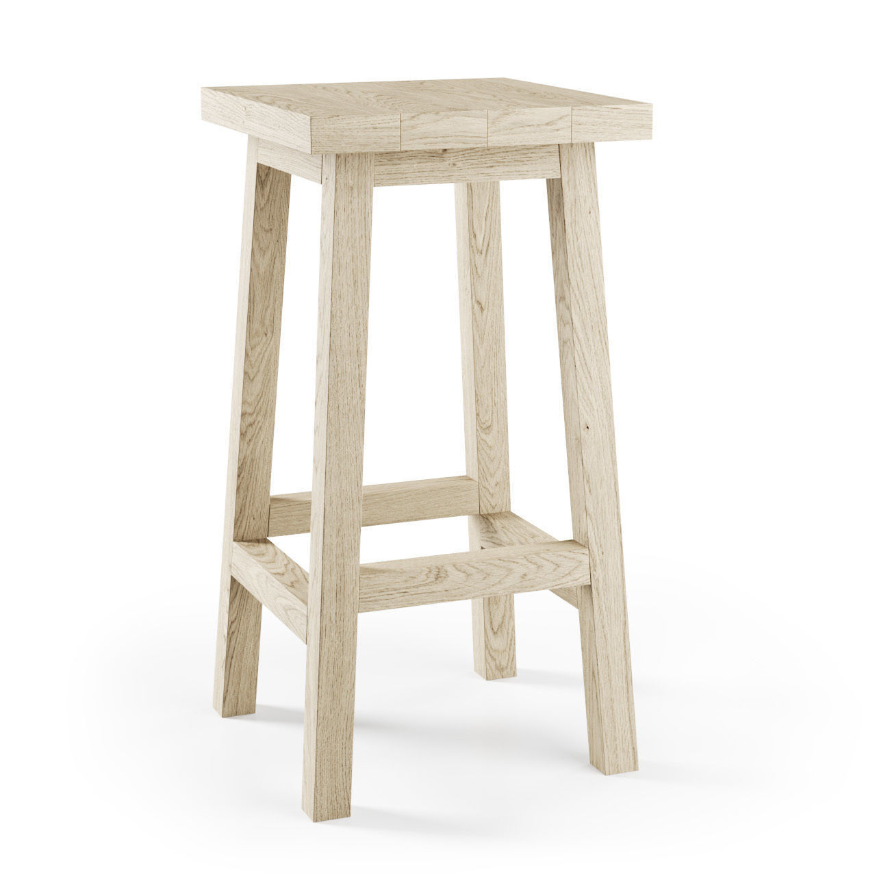 Wooden Bar stool and Backless stool  3D model_1