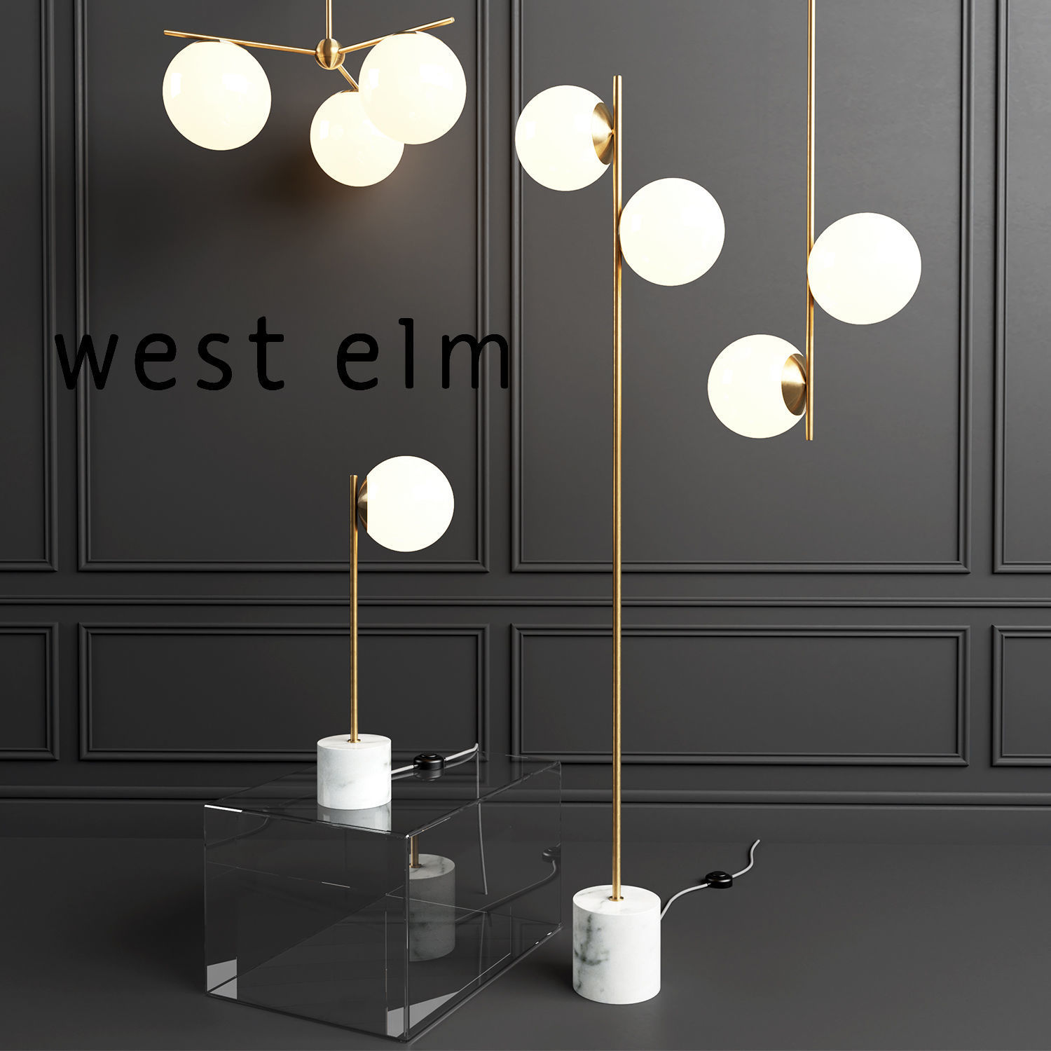 WEST ELM Sphere Lamp 3D model CGTrader