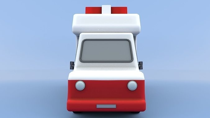 Cartoon Ambulance Low-poly 3D model 6