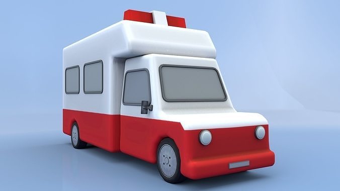 Cartoon Ambulance Low-poly 3D model