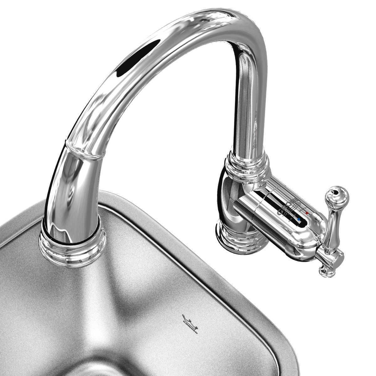 Grohe Bridgeford Faucet and Steel Queen Stainless Steel sink  3D model_4