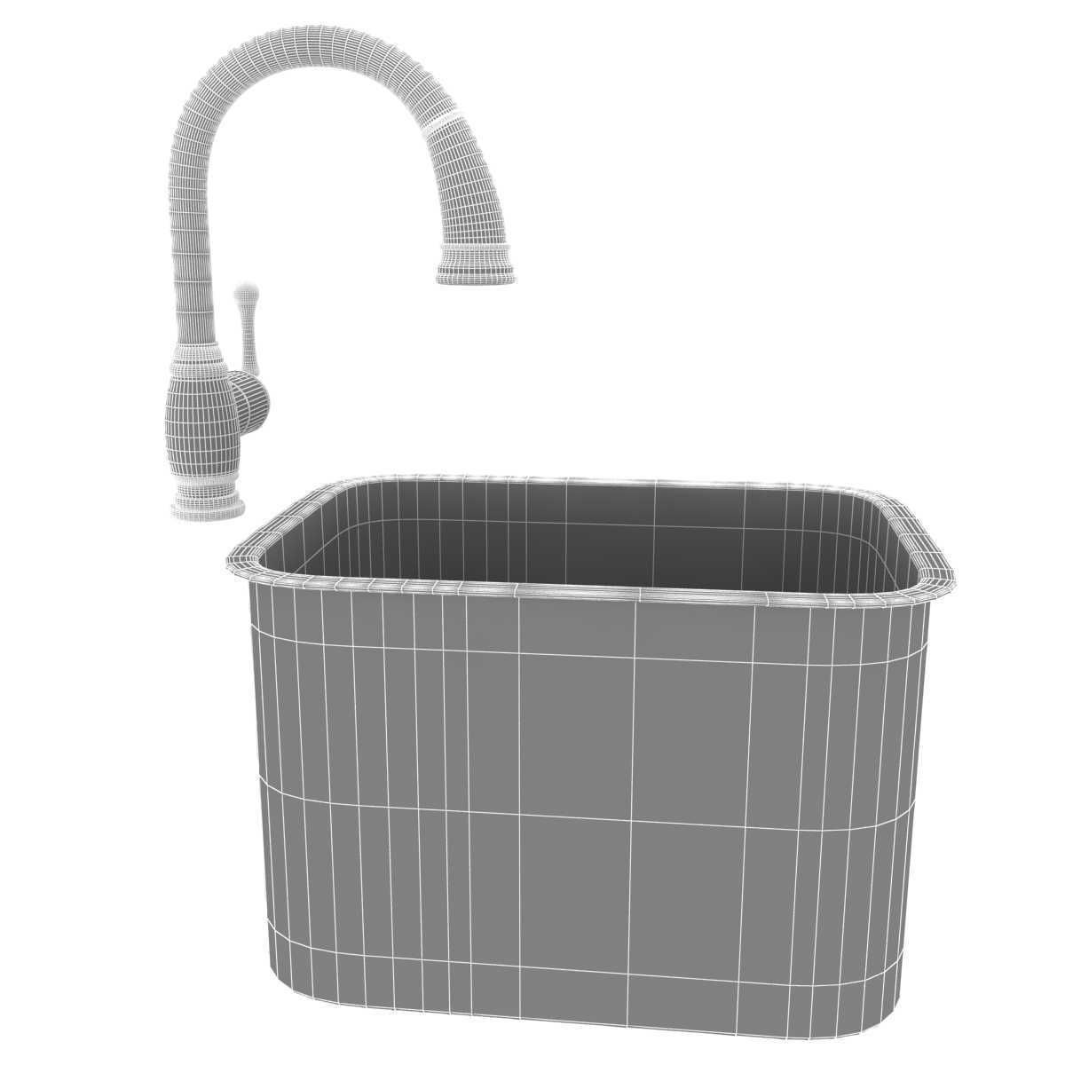 Grohe Bridgeford Faucet and Steel Queen Stainless Steel sink  3D model_1