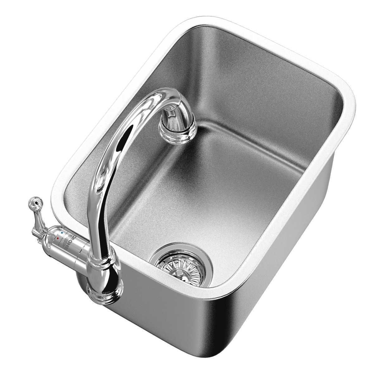 Grohe Bridgeford Faucet and Steel Queen Stainless Steel sink  3D model_7