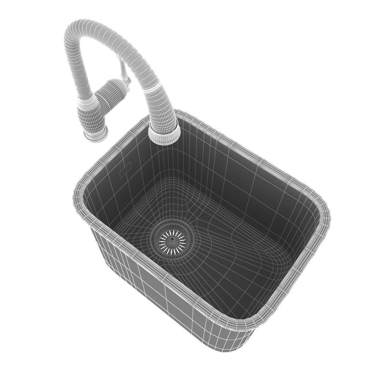 Grohe Bridgeford Faucet and Steel Queen Stainless Steel sink  3D model_2