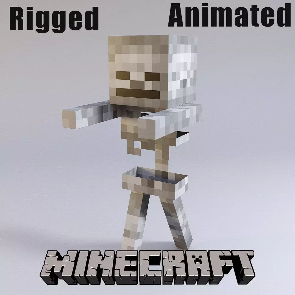 Minecraft Skeleton rigged animated 3D model_0