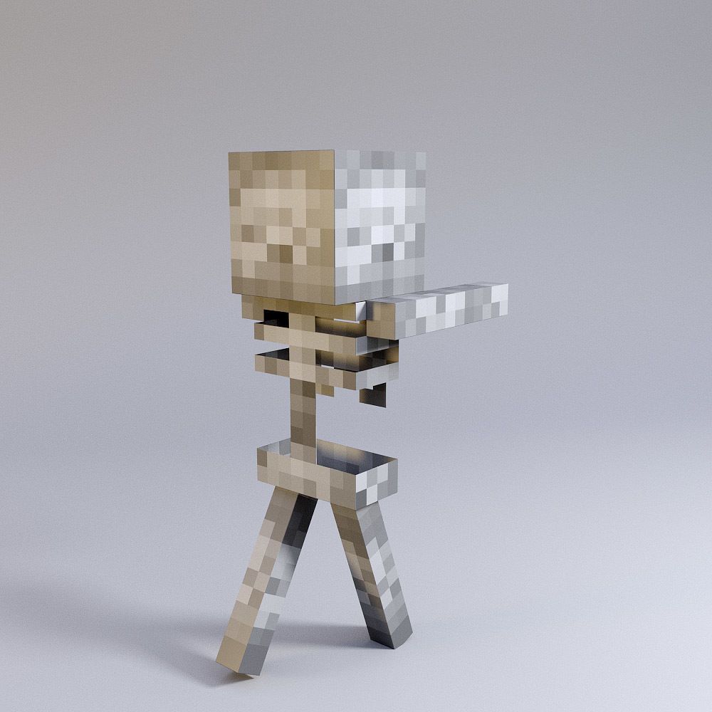 Minecraft Skeleton rigged animated 3D model_2