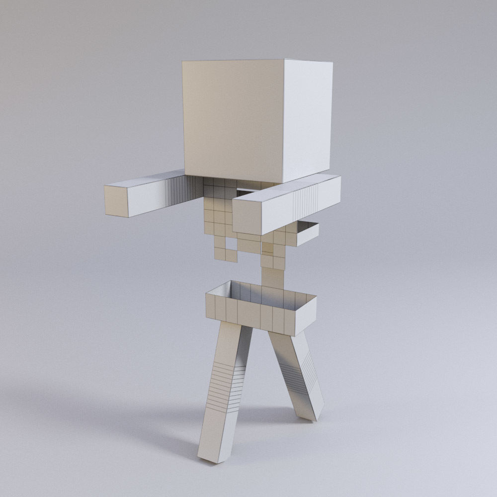 Minecraft Skeleton rigged animated 3D model_3