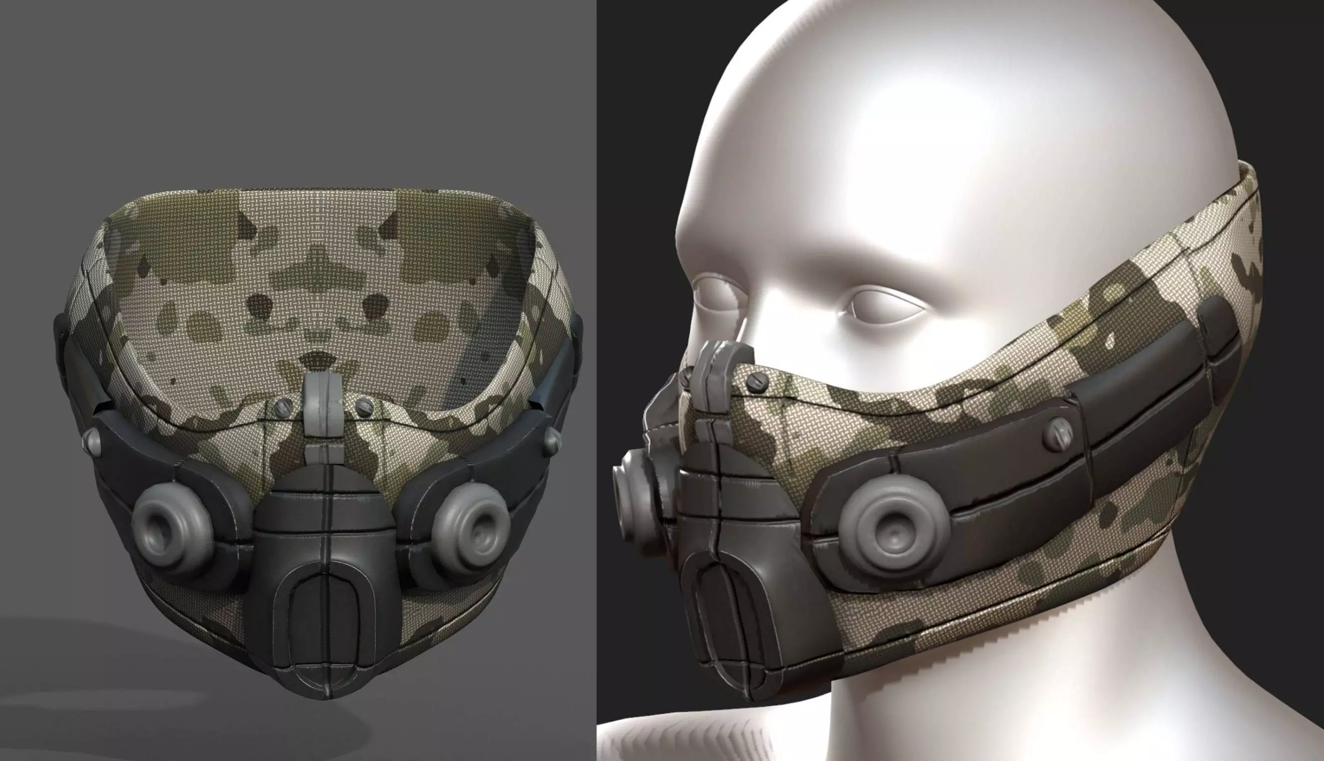 Gas mask respirator scifi futuristic 3d Low-poly 3D model_0