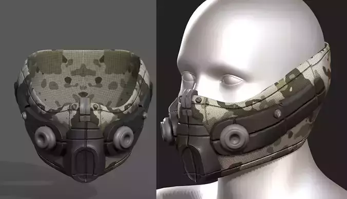 Gas mask respirator scifi futuristic 3d 