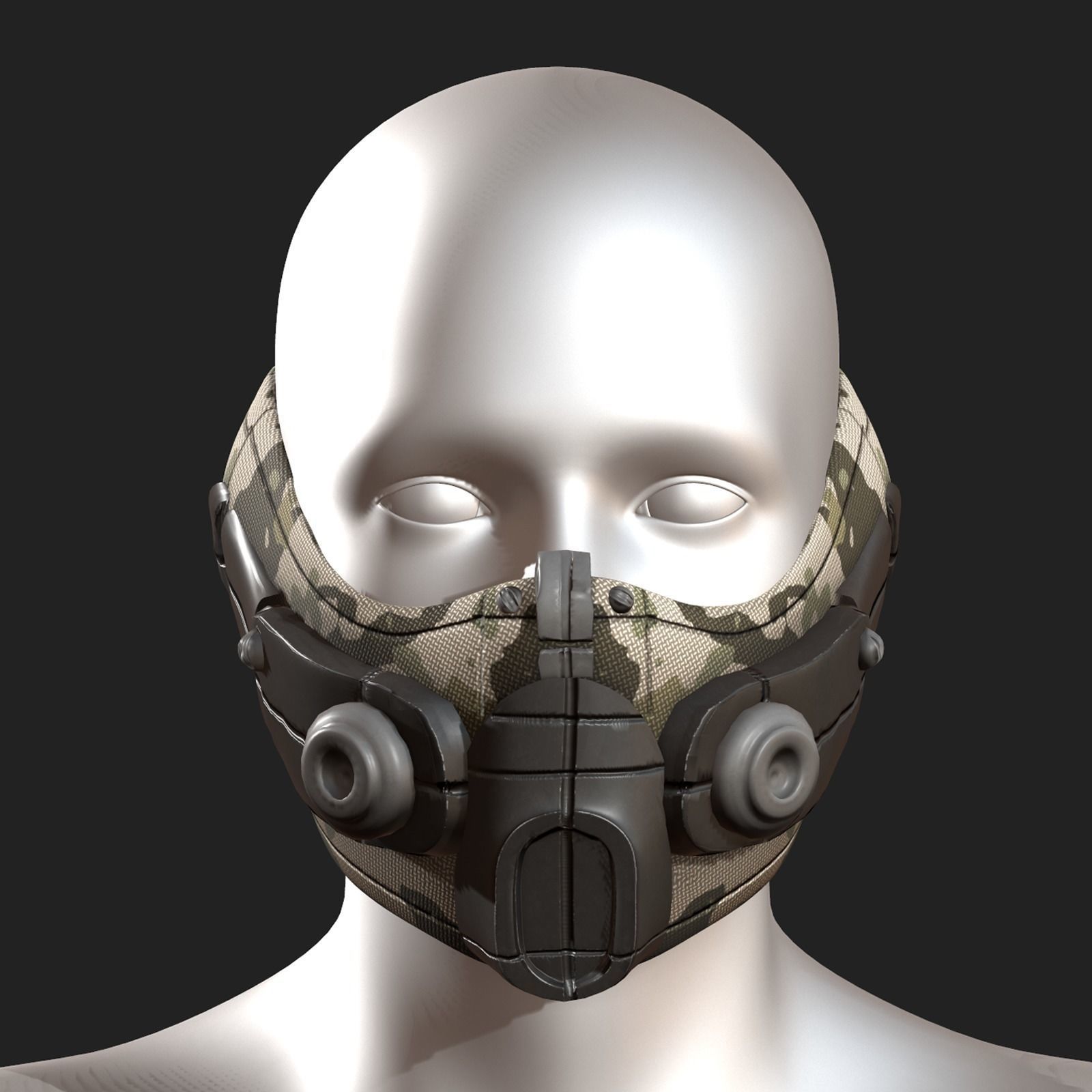 Gas mask respirator scifi futuristic 3d Low-poly 3D model_6
