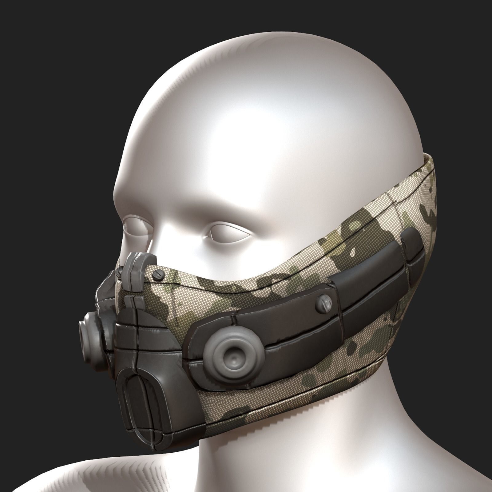 Gas mask respirator scifi futuristic 3d Low-poly 3D model_7