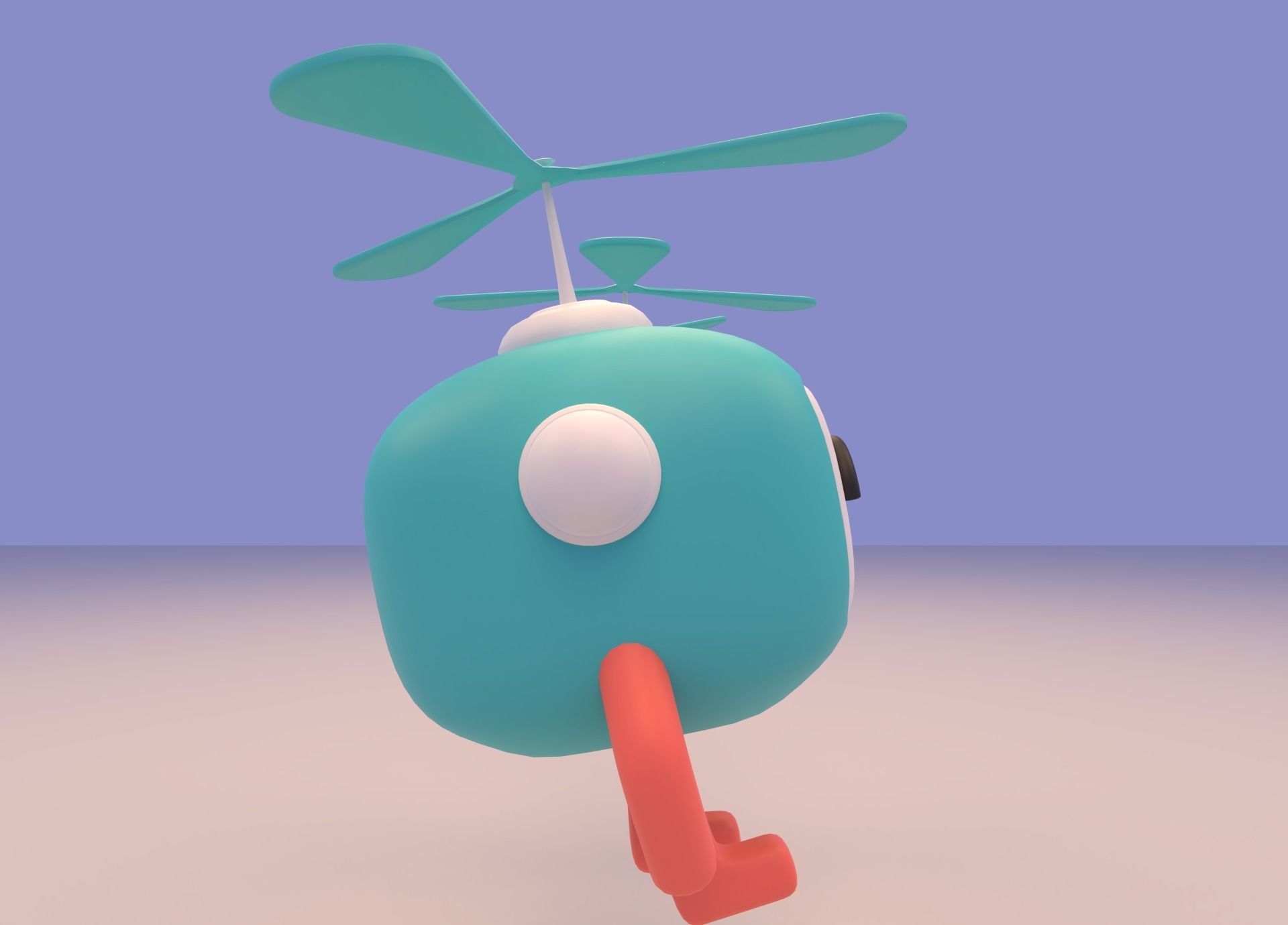 Lovely Cartoon Flying Robot Low-poly 3D model_4
