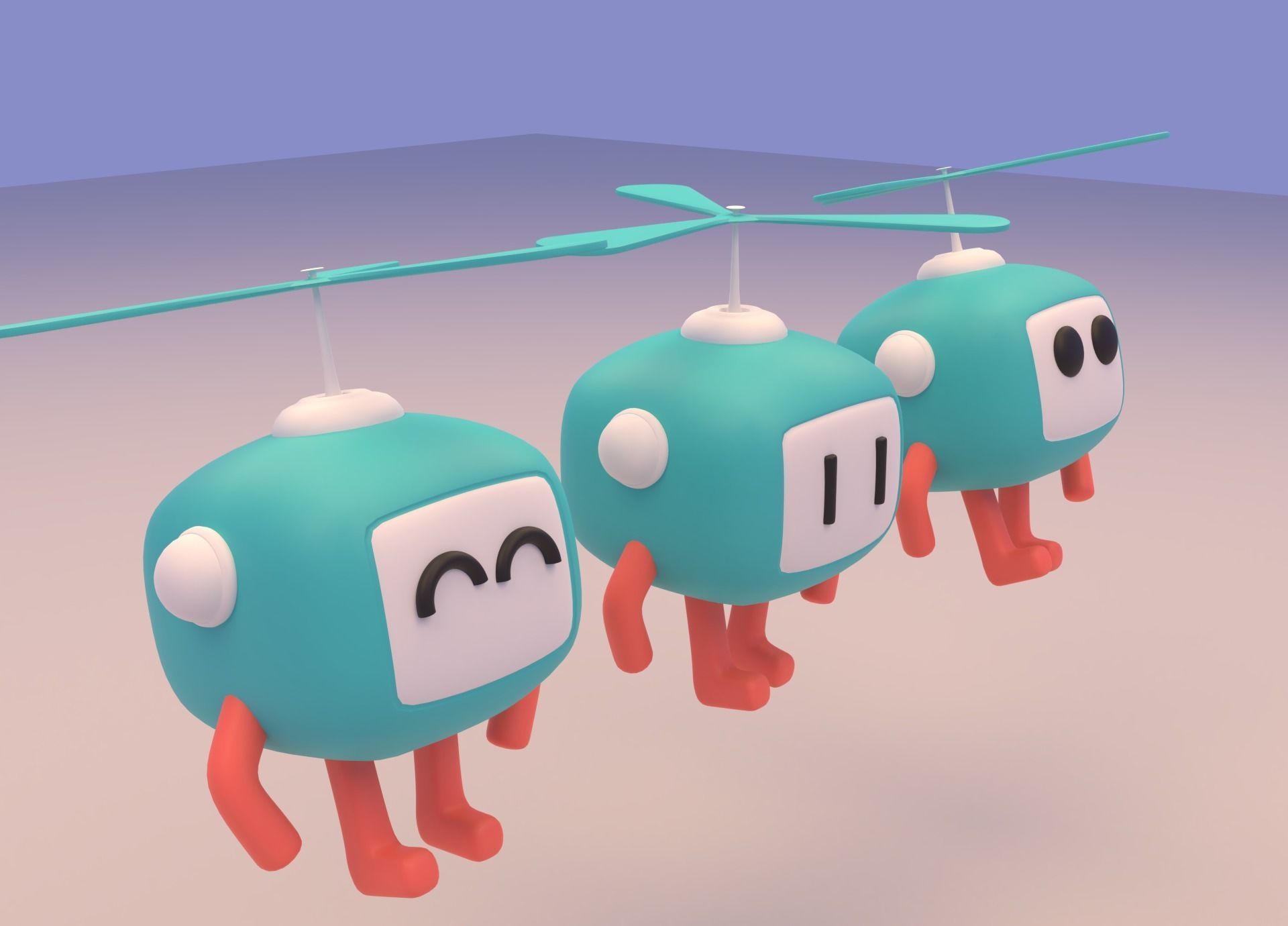 Lovely Cartoon Flying Robot Low-poly 3D model_2