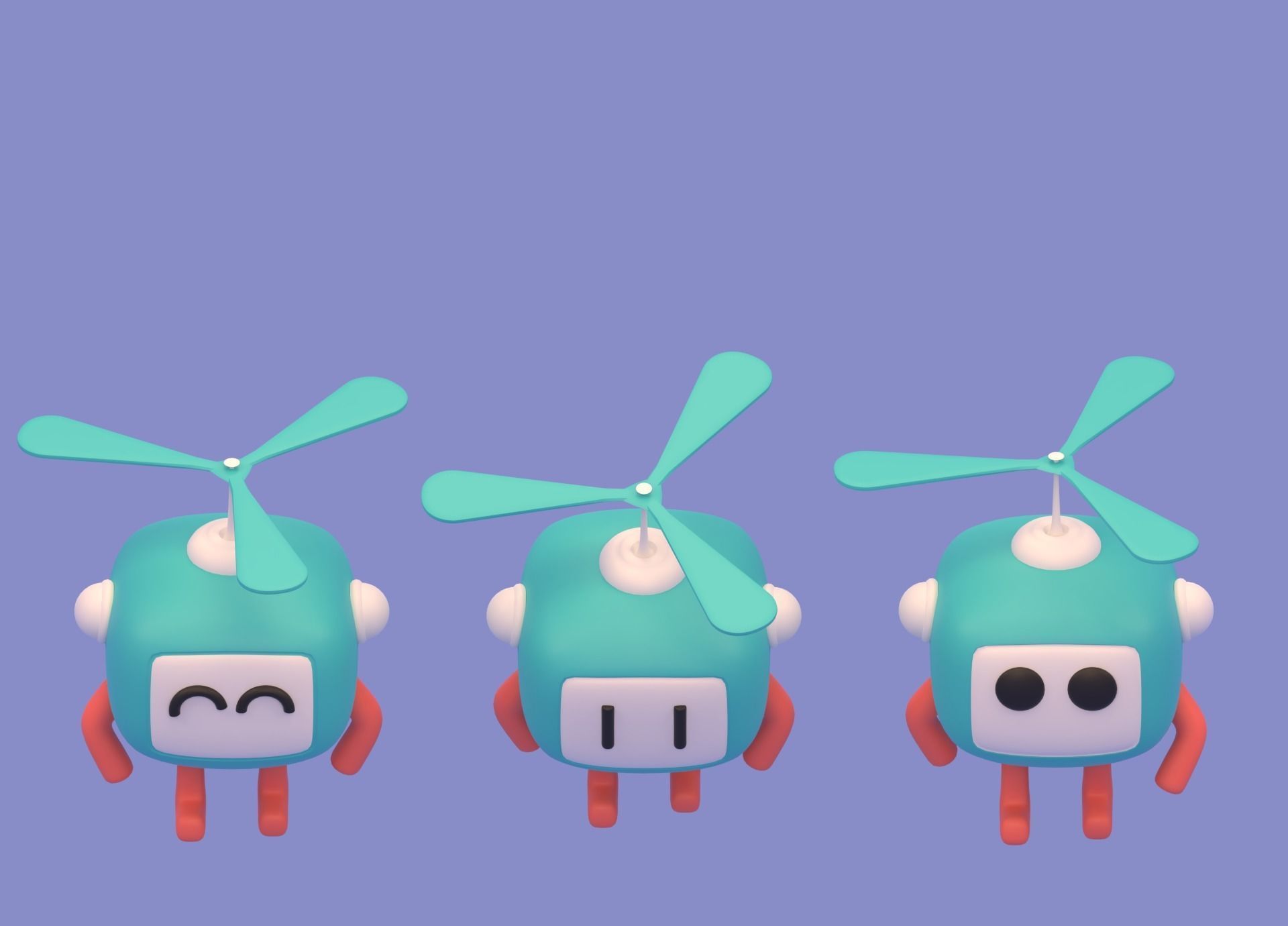 Lovely Cartoon Flying Robot Low-poly 3D model_13