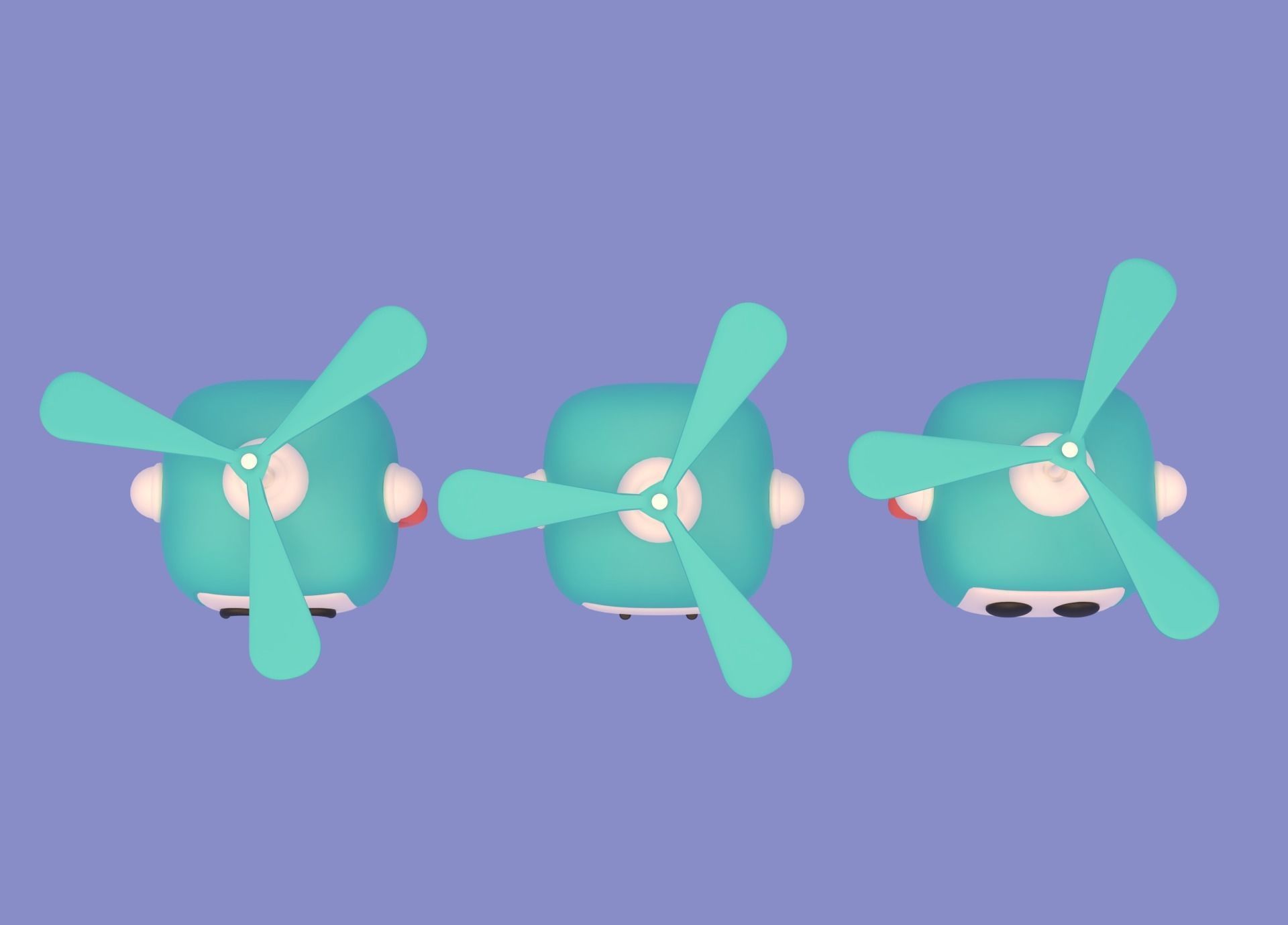 Lovely Cartoon Flying Robot Low-poly 3D model_16