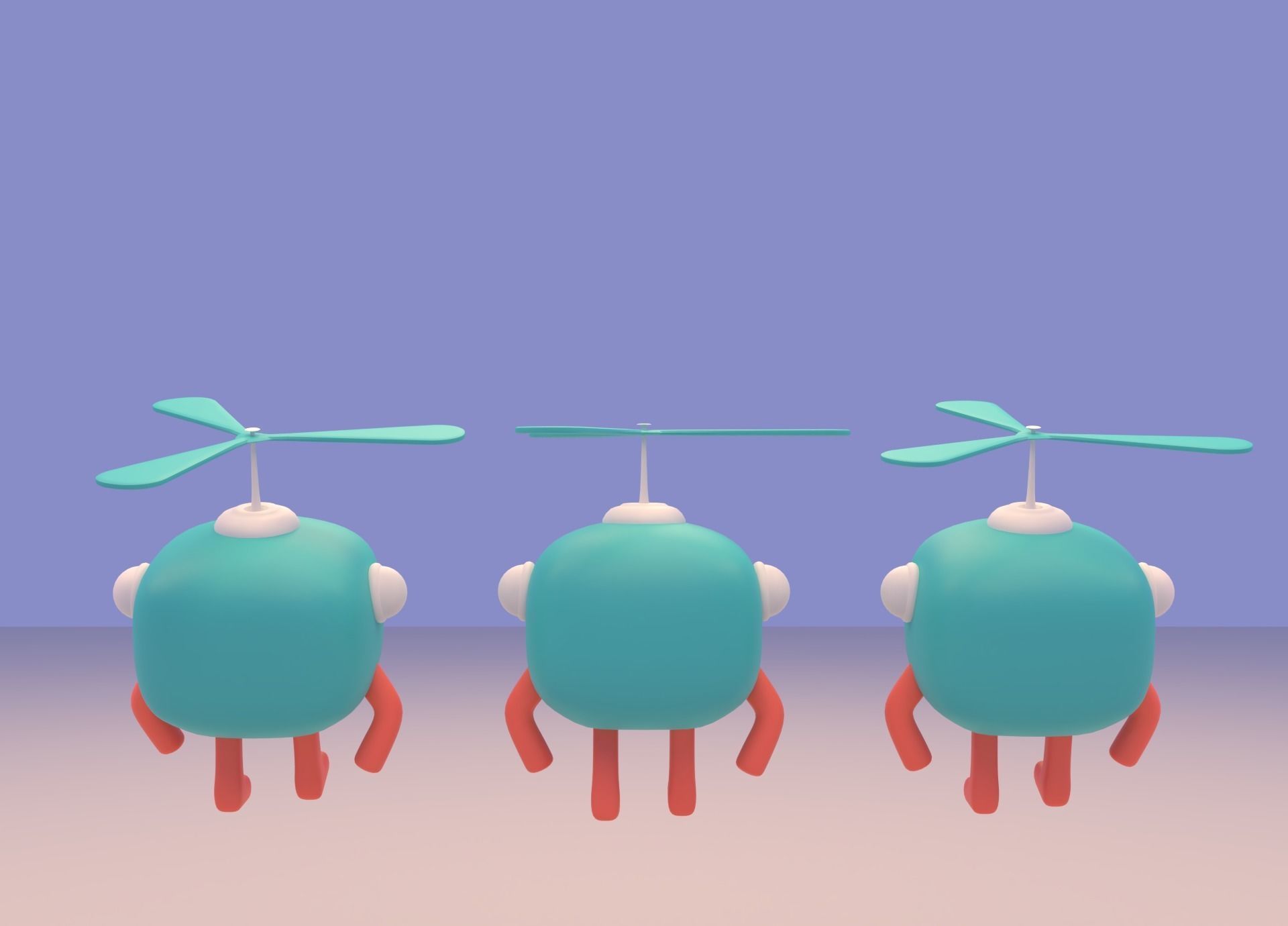 Lovely Cartoon Flying Robot Low-poly 3D model_7