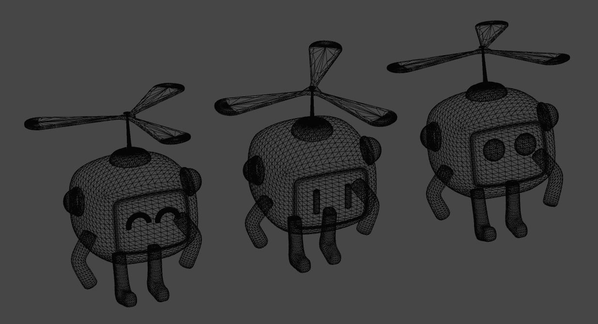 Lovely Cartoon Flying Robot Low-poly 3D model_19