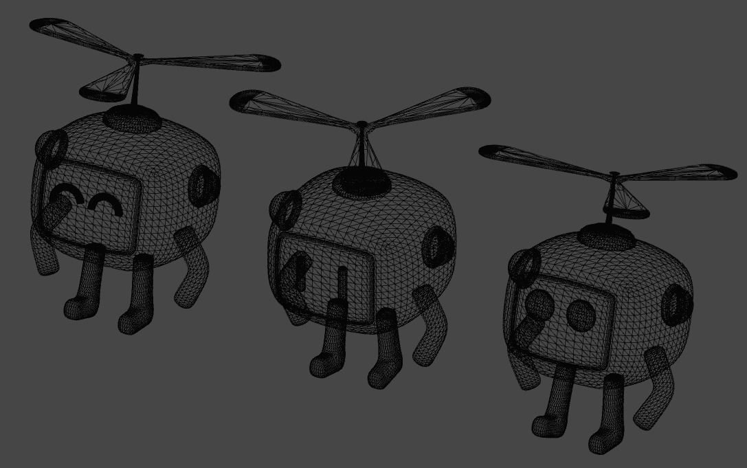 Lovely Cartoon Flying Robot Low-poly 3D model_20