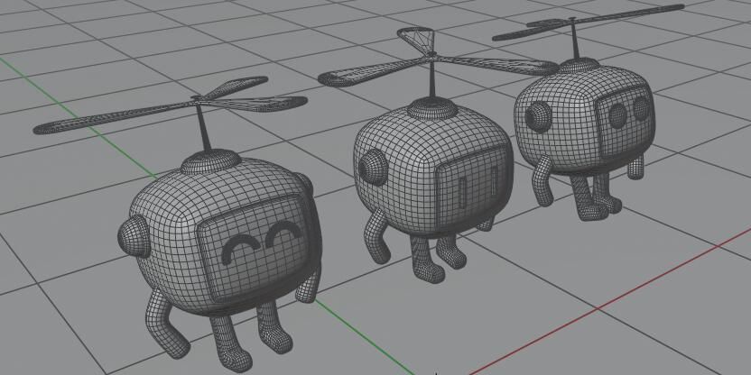 Lovely Cartoon Flying Robot Low-poly 3D model_17