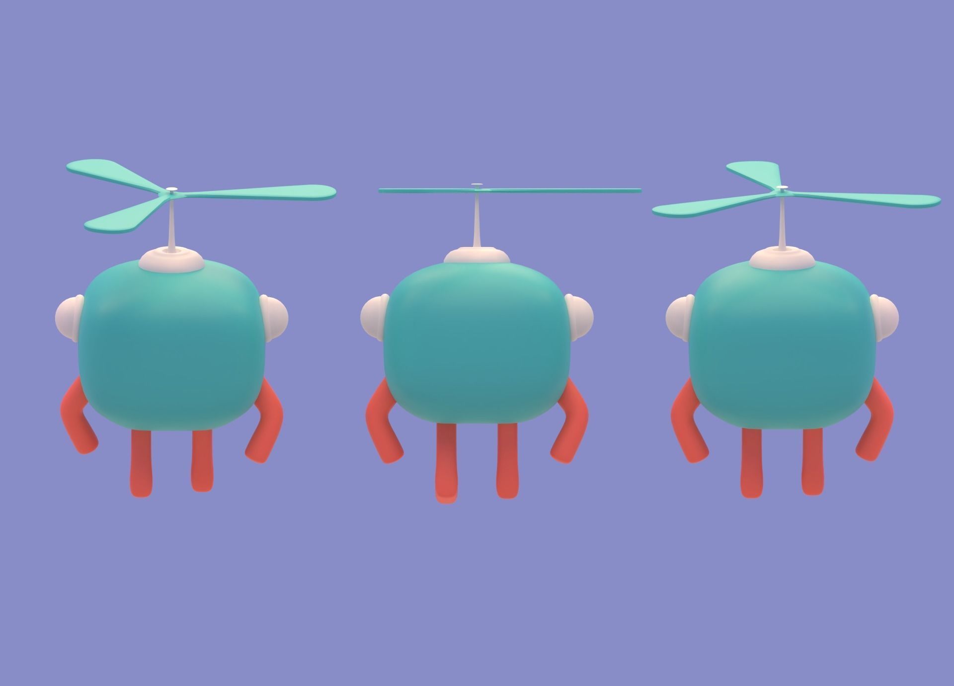 Lovely Cartoon Flying Robot Low-poly 3D model_6