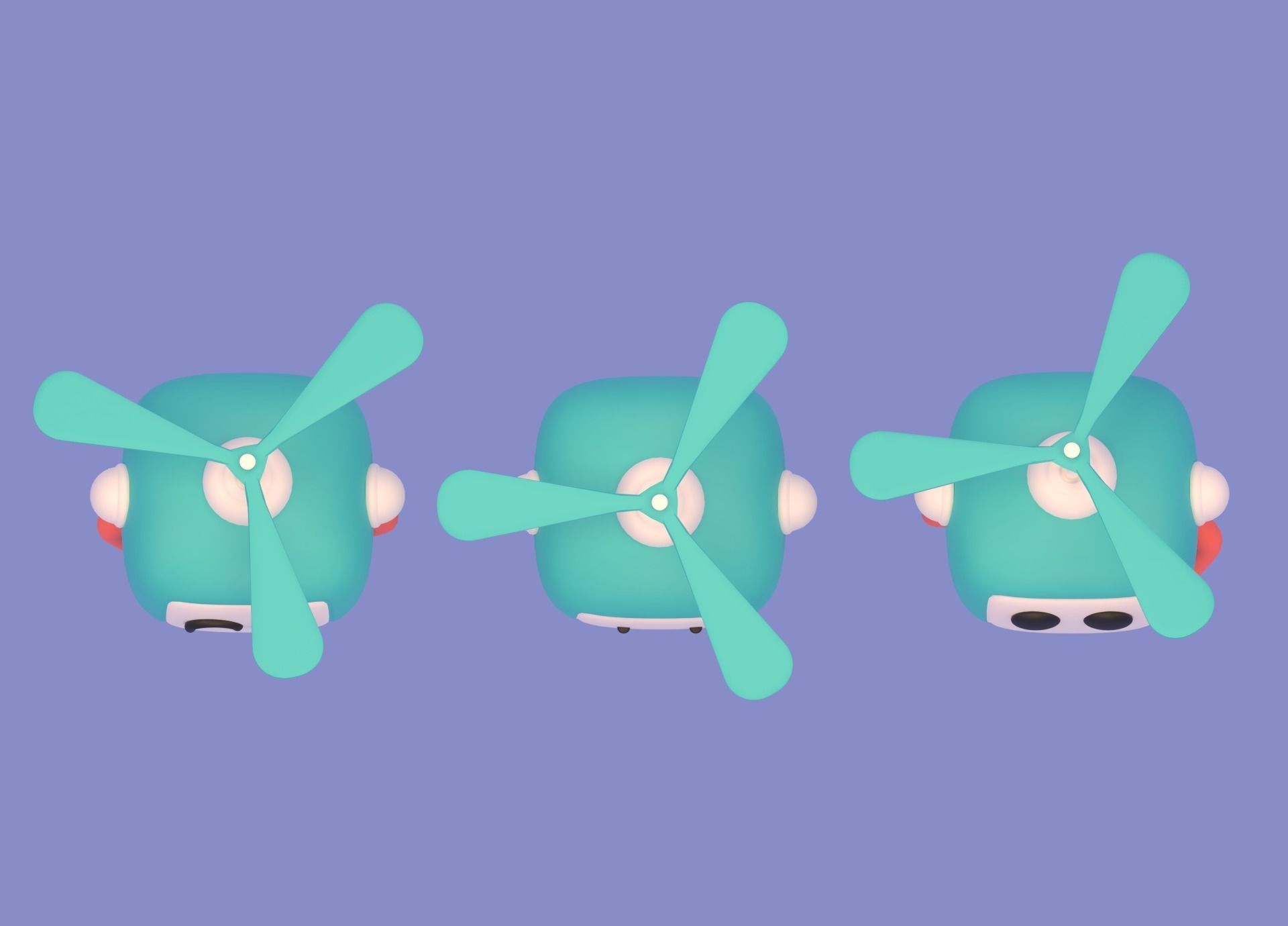 Lovely Cartoon Flying Robot Low-poly 3D model_15