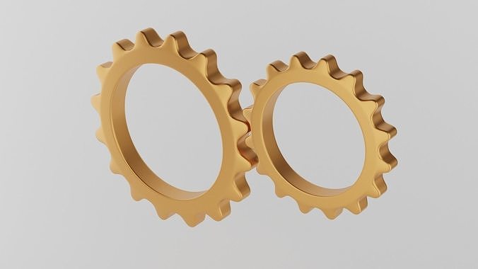 Minimal gears symbol Low-poly 3D model