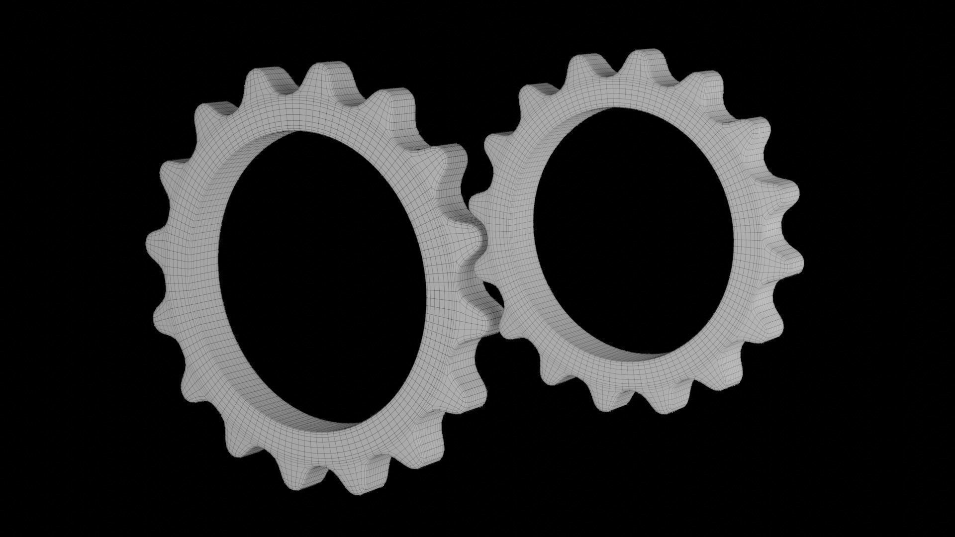 Minimal gears symbol Low-poly 3D model_3