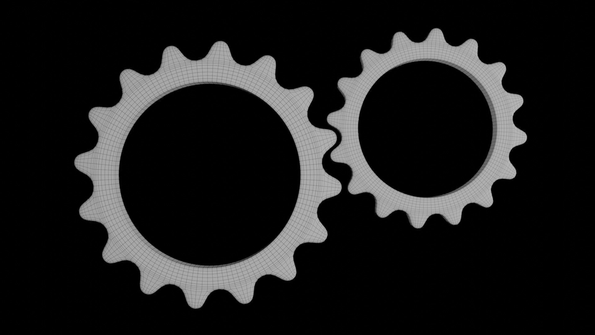 Minimal gears symbol Low-poly 3D model_2