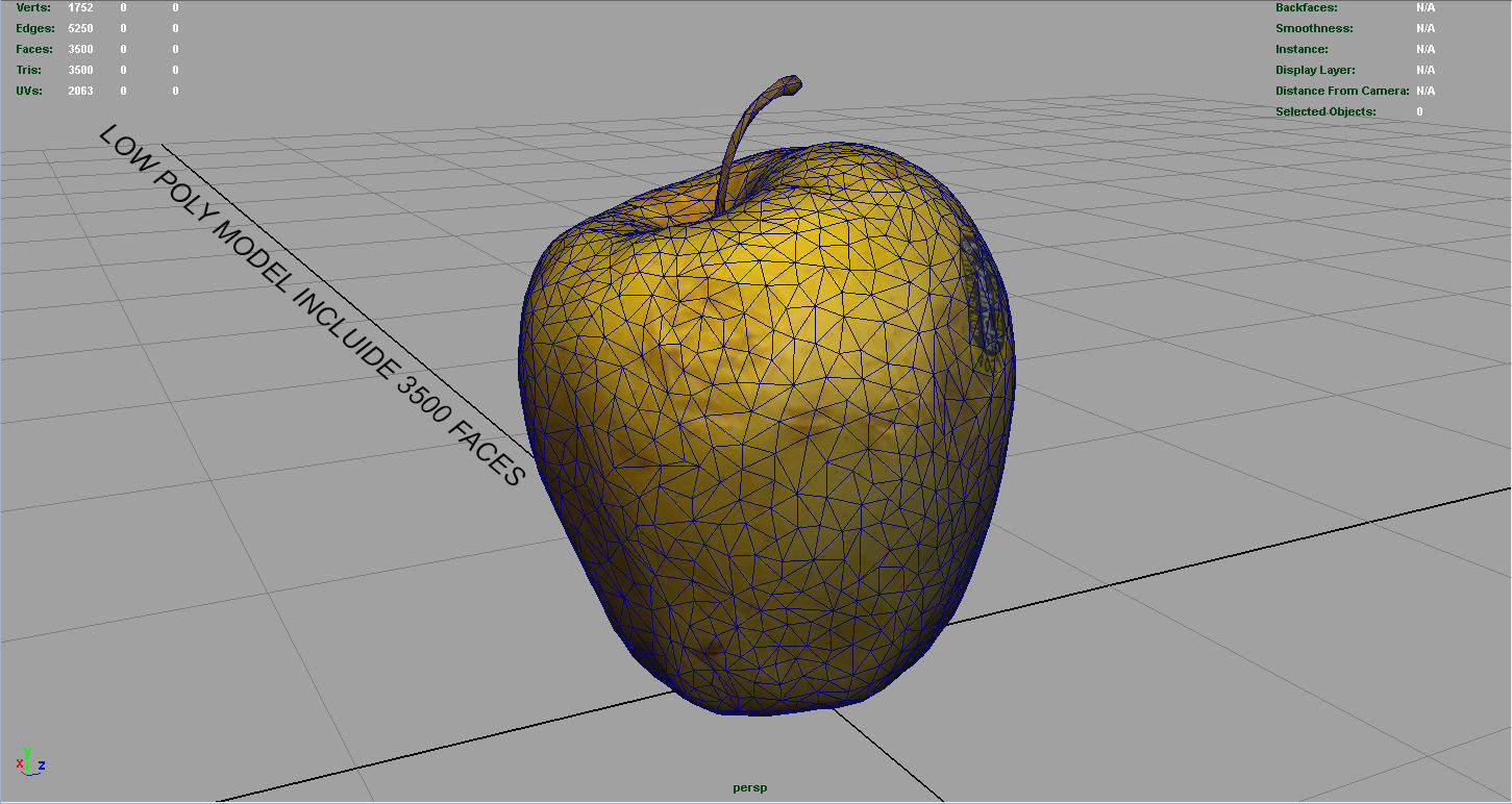 Apple Low-poly 3D model_4