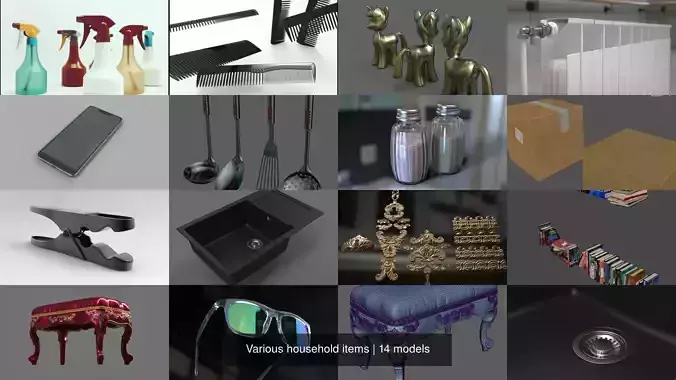 Various household items 3D Model Collection