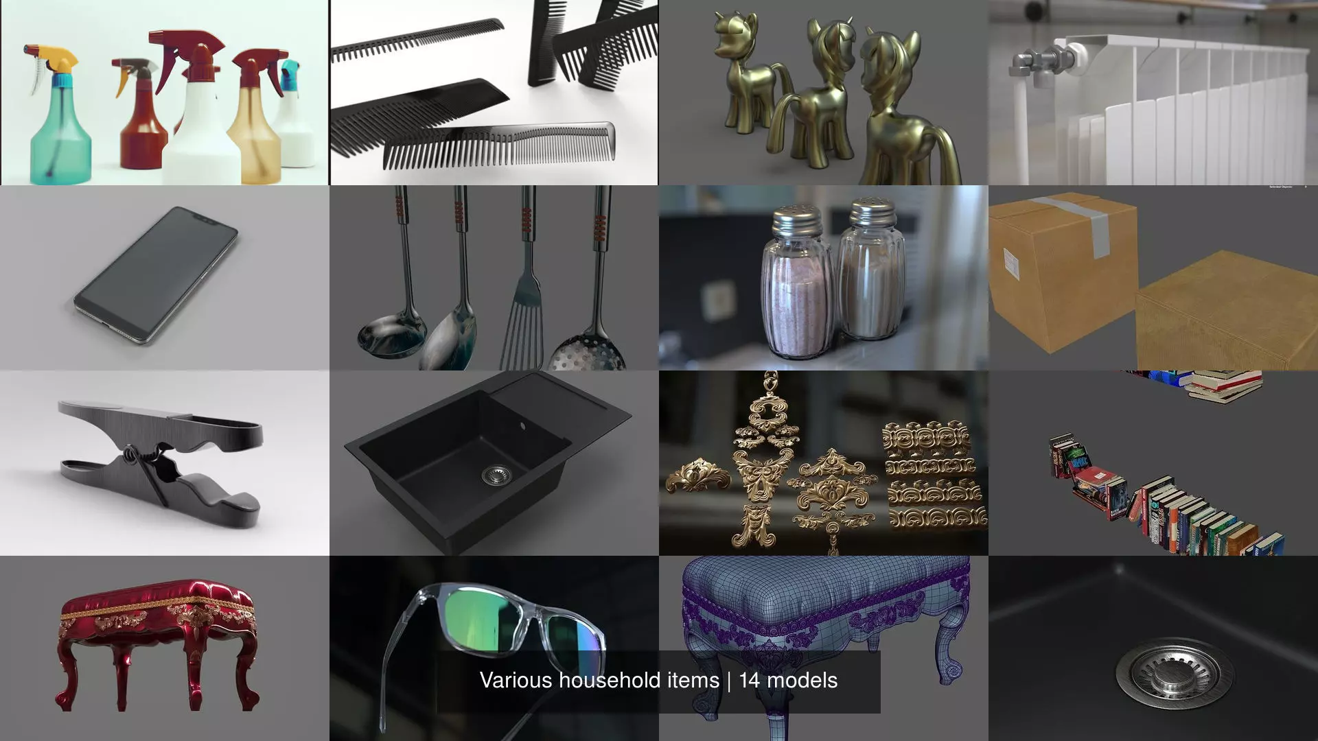 Various household items 3D Model Collection_0