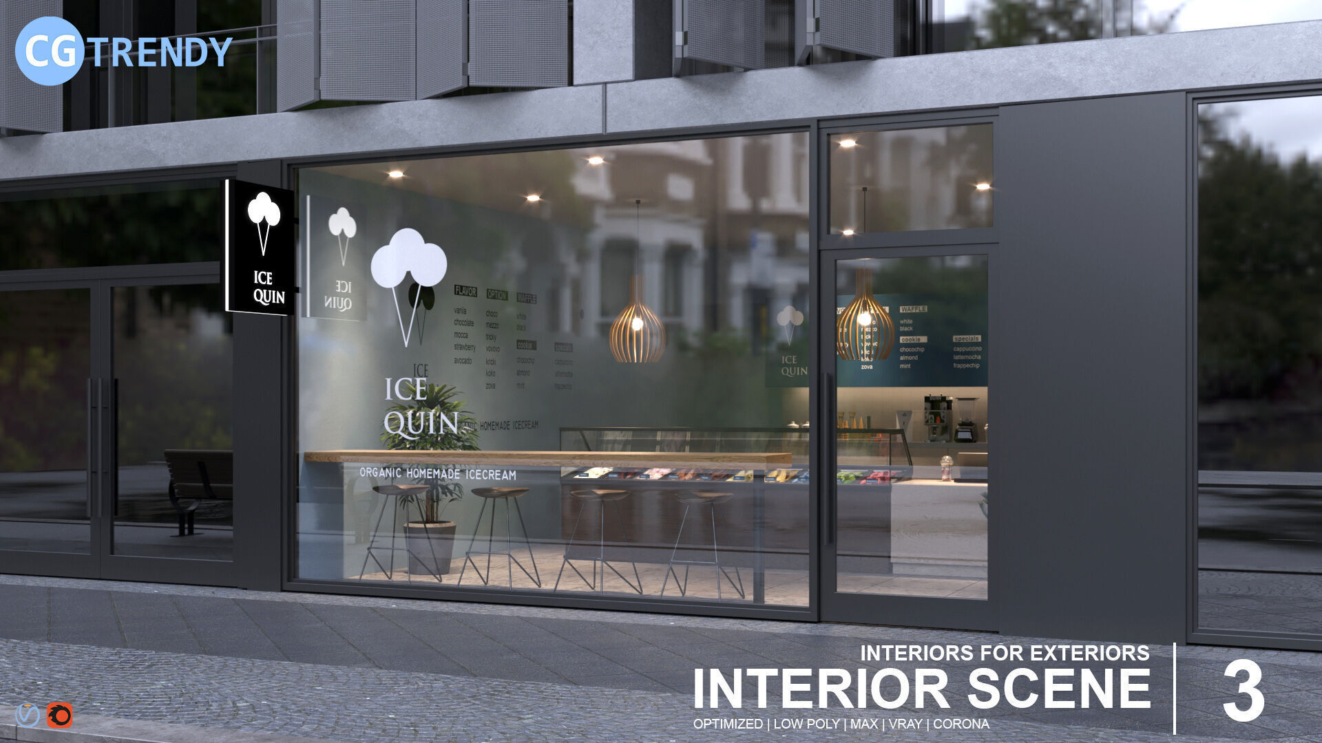 Interior Scene 03 - Ice Cream Shop  3D model_0