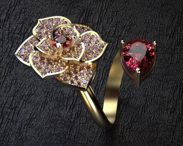 flower and pear ring 3D print model_2