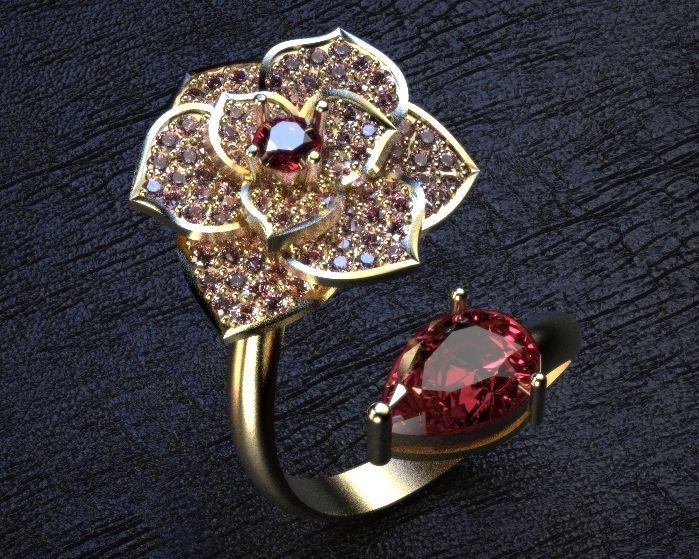 flower and pear ring 3D print model_13