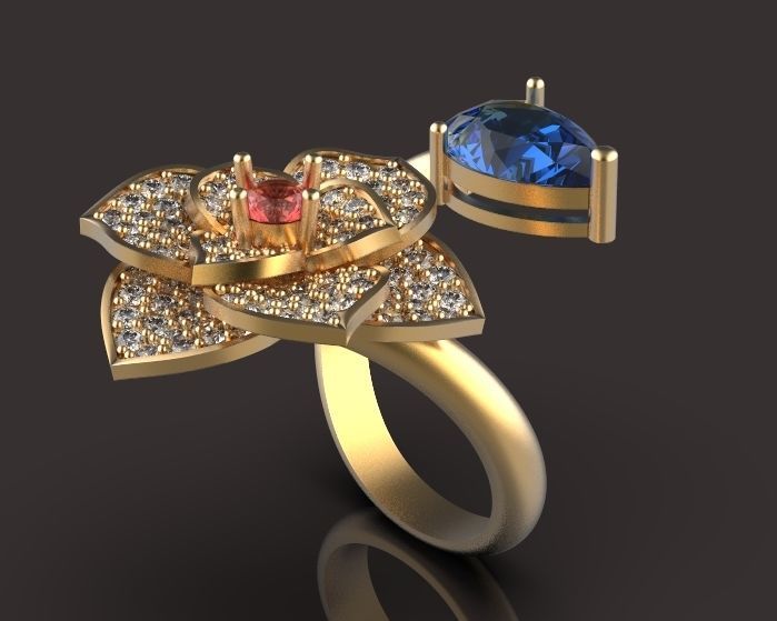 flower and pear ring 3D print model_14