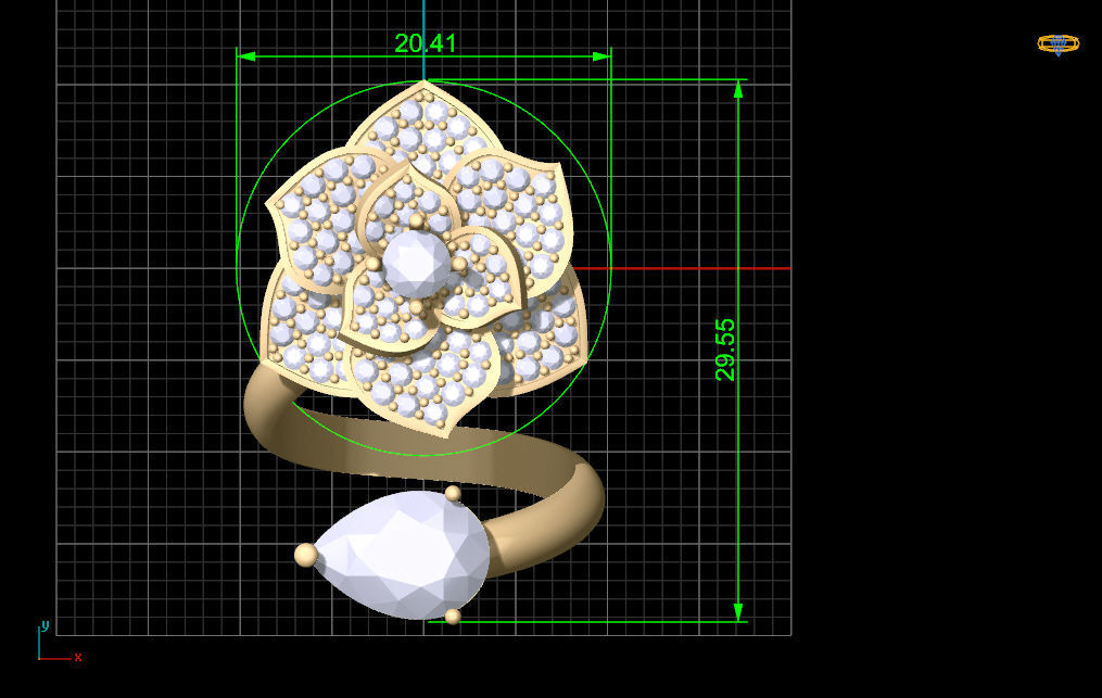 flower and pear ring 3D print model_10
