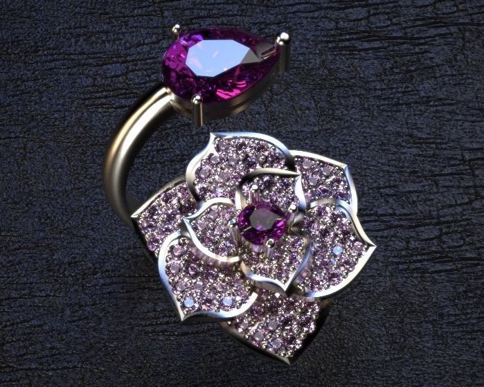 flower and pear ring 3D print model_8