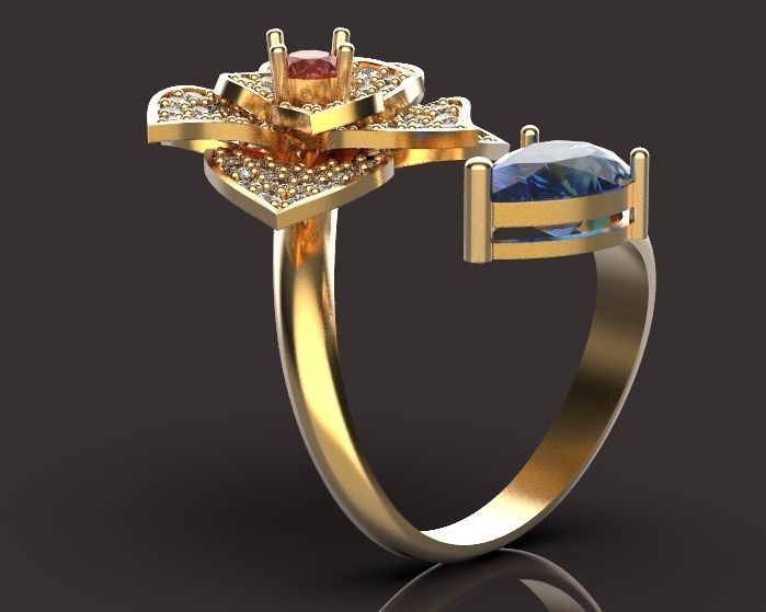 flower and pear ring 3D print model_7