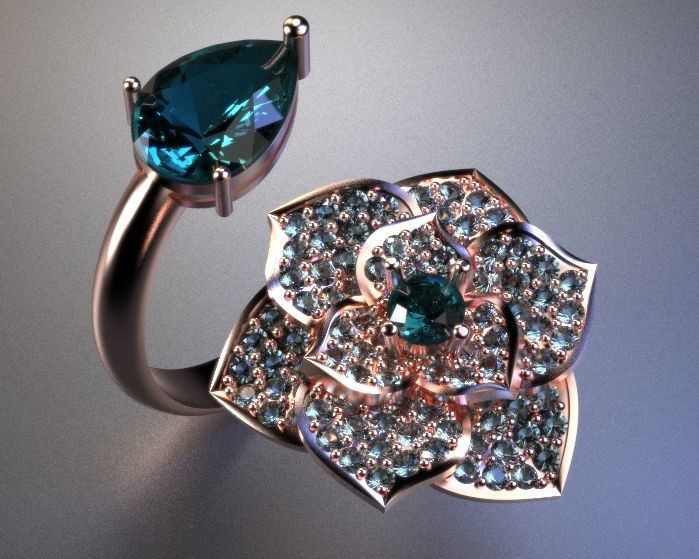 flower and pear ring 3D print model_12