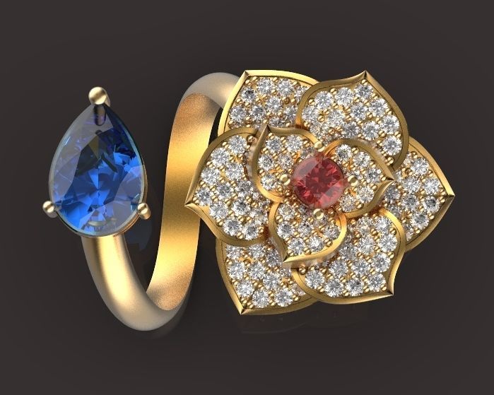 flower and pear ring 3D print model_1