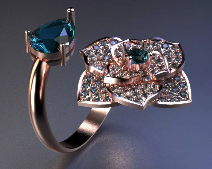 flower and pear ring 3D print model_0