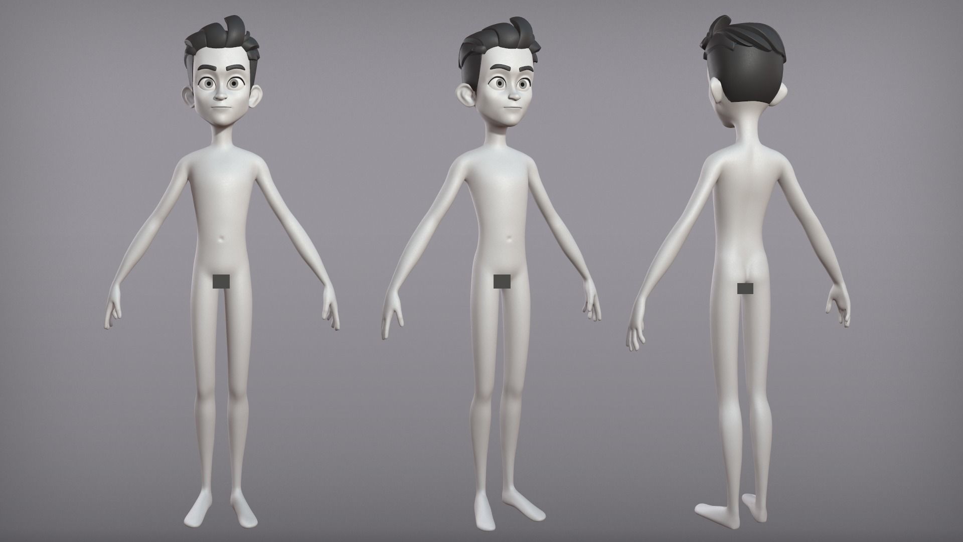 3D model Male and female cartoon characters base mesh VR / AR / low ...
