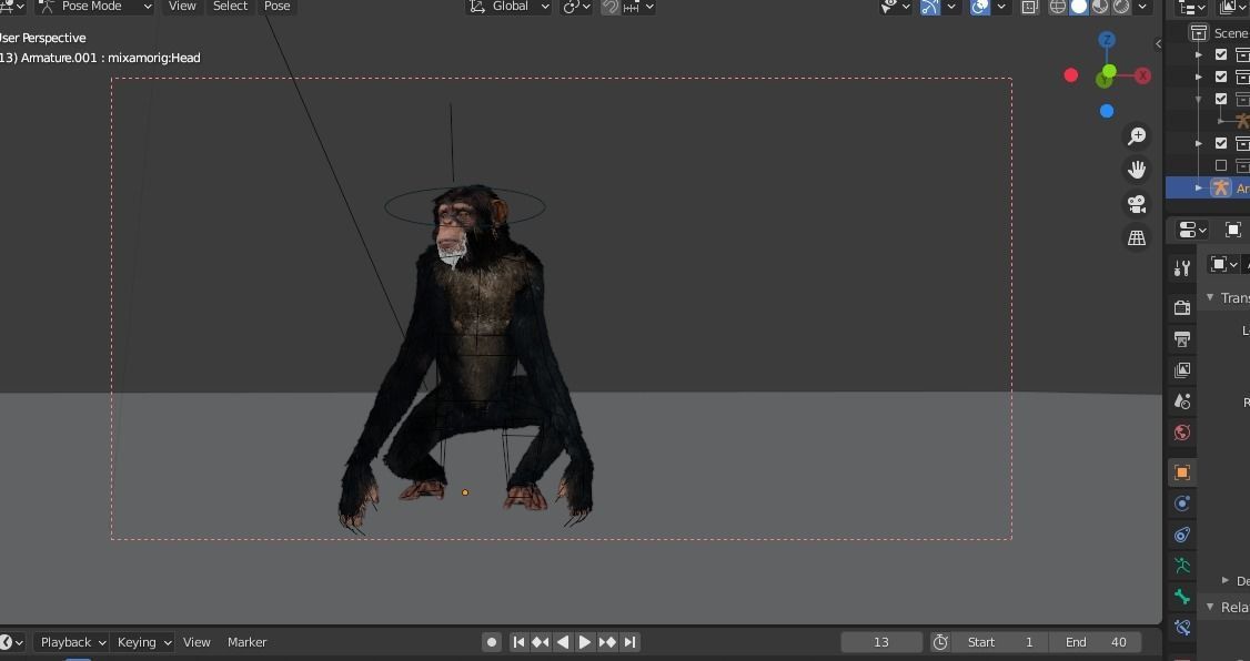 chimp rigged and animated  3D model_1