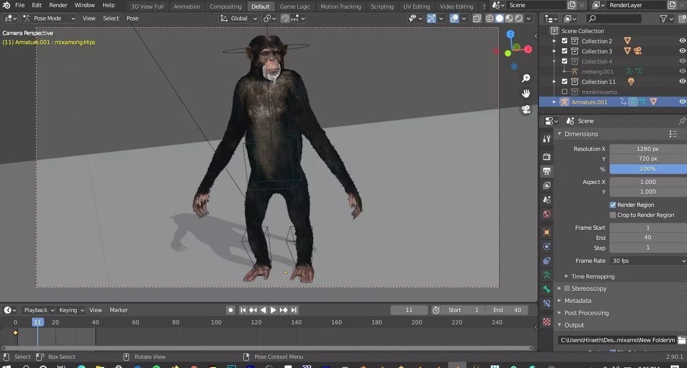 chimp rigged and animated  3D model_0