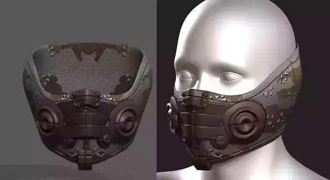 Gas mask respirator scifi futuristic 3d model 