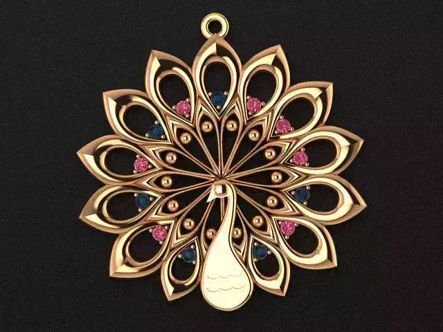 Peacock Pendant 3D print or cnc model