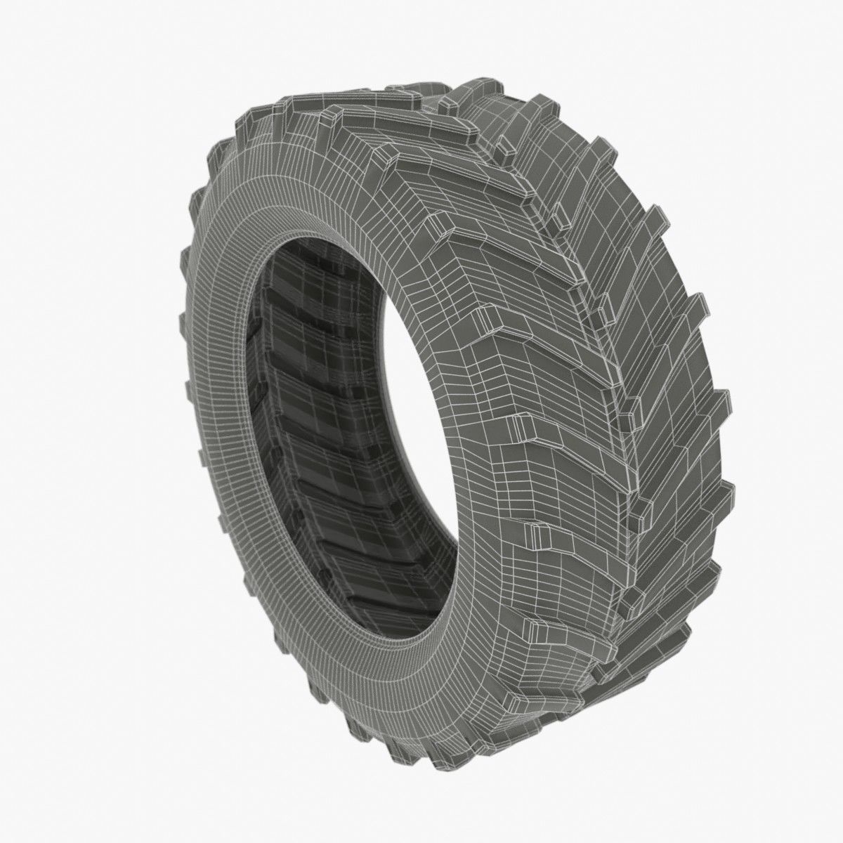 Tractor Tire Gameready for Engines Low-poly 3D model_2