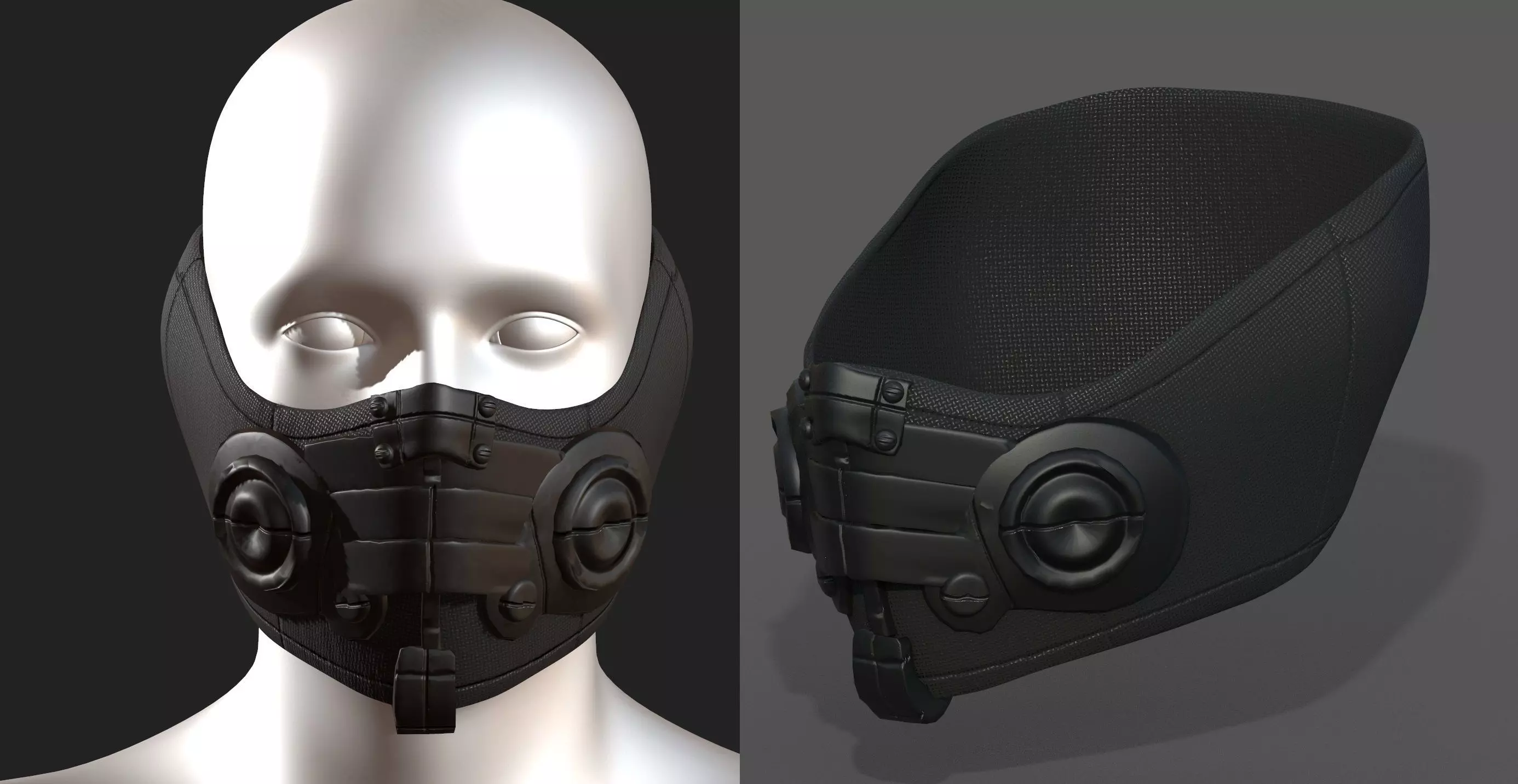 Gas mask respirator scifi futuristic 3d  Low-poly 3D model_0