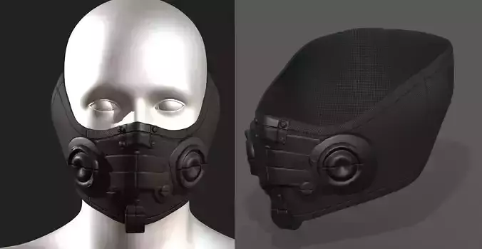 Gas mask respirator scifi futuristic 3d 