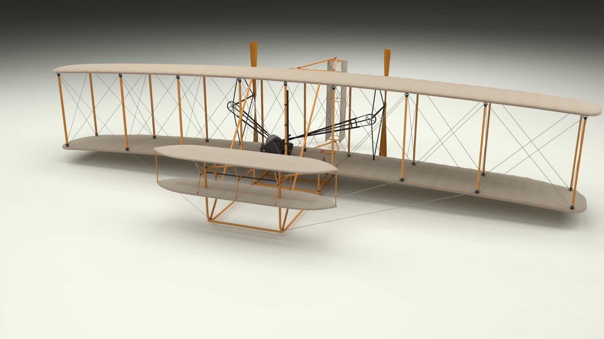 Animated Wright Flyer 3D model_2